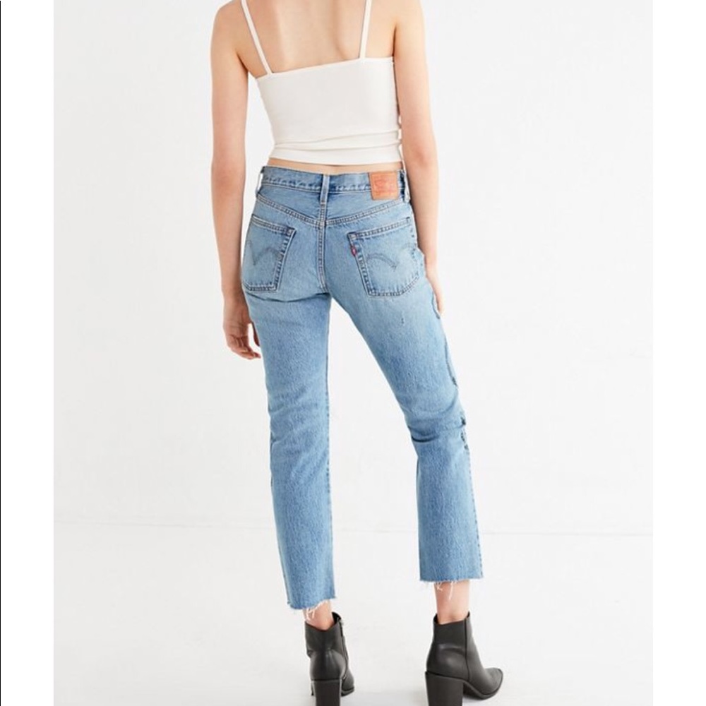Levi’s 501 Cropped Blue Ripped Jean - Picture 2 of 8